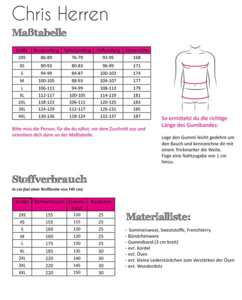 Papierschnittmuster - Herren Jogginghose Chris